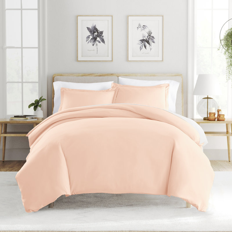 Super Soft Double Brushed Duvet Cover Set, Full/Queen Duvet Cover + 2 Standard Shams, Blush