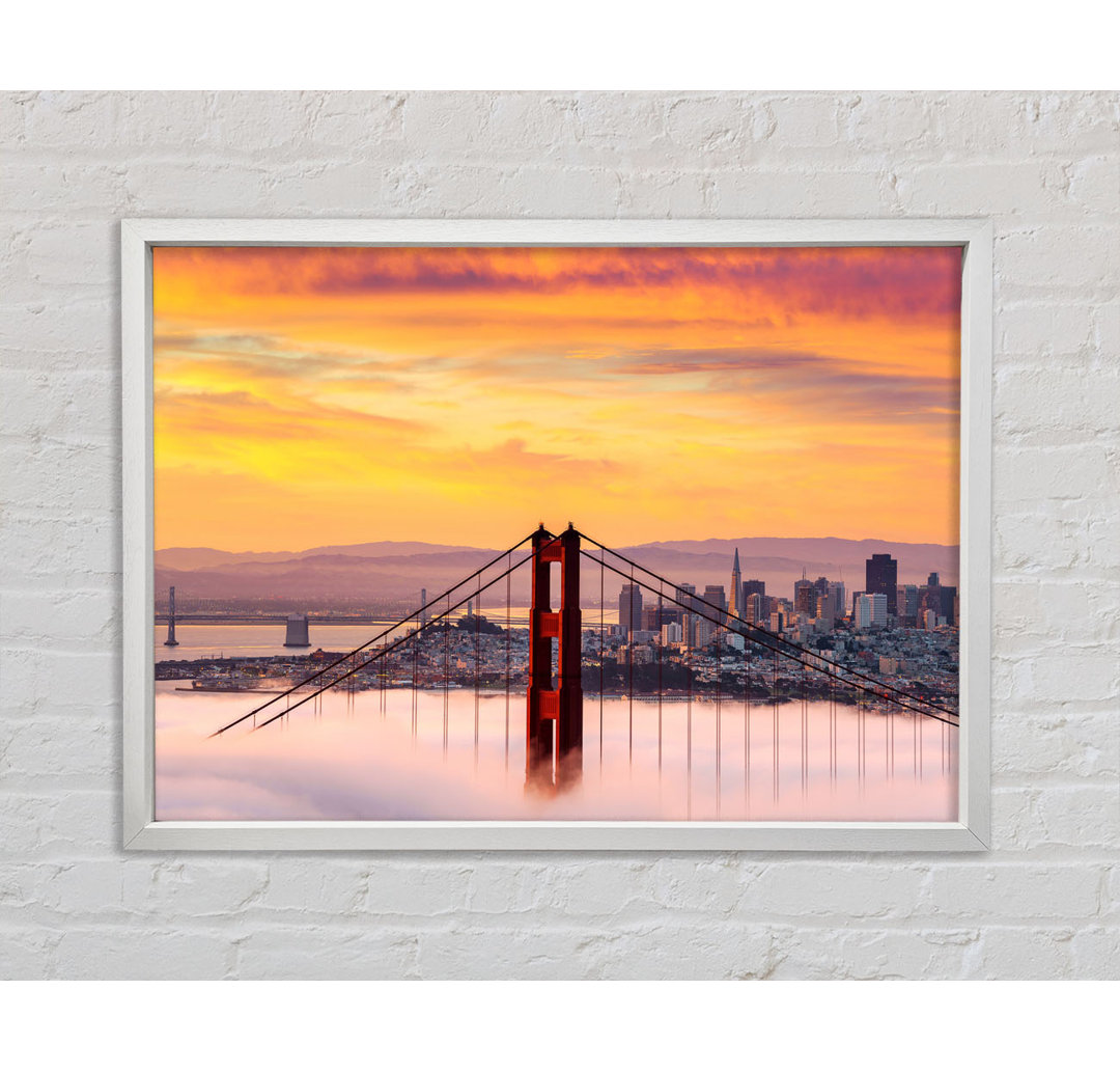 Sonnenuntergang Nebel Golden Gate Bridge - Einzelbildrahmen Kunstdrucke auf Leinwand