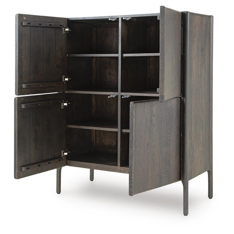 Armoire d'appoint Orso avec 4 portes et tablettes intérieures, bois brun 52 po