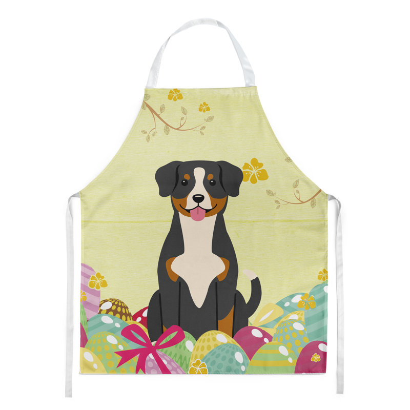 Easter No Pattern Bib Apron, Yellow/Black/Cream, Entlebucher