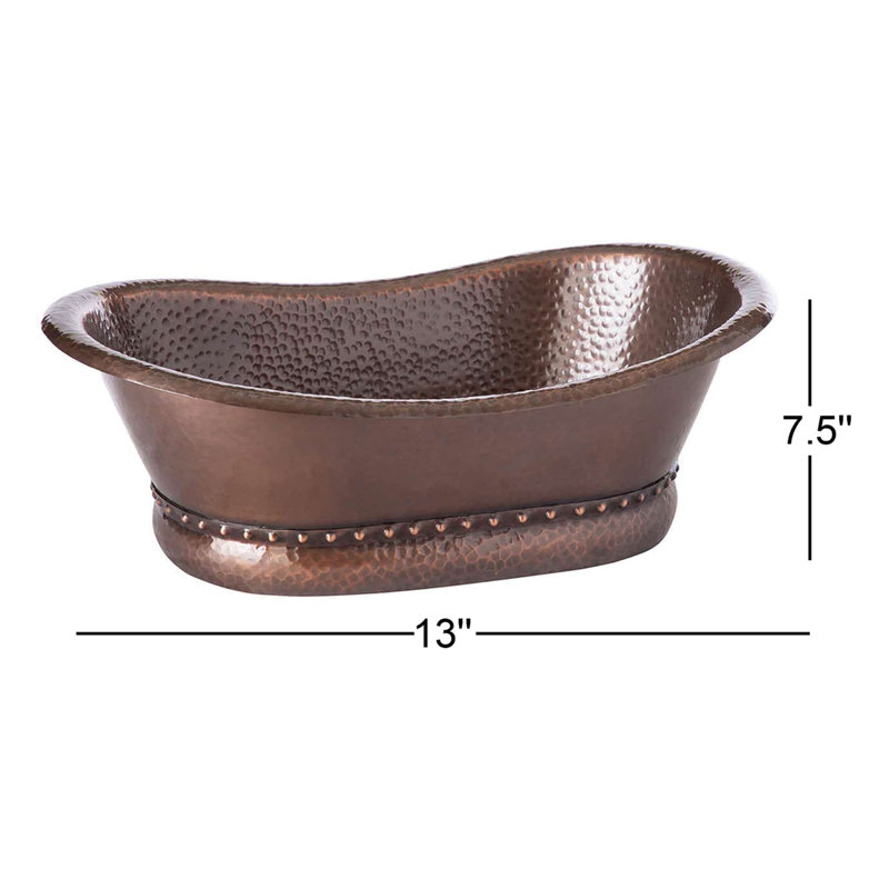 Lavabo vasque ovale en cuivre martelé