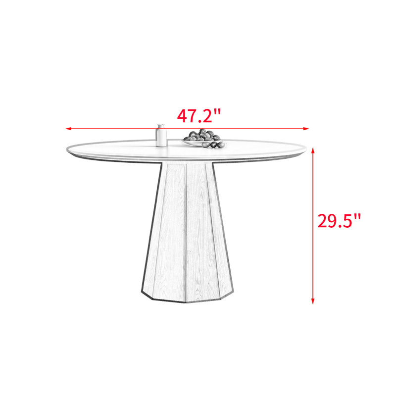 Niranjan Nordic style solid wood dining table, 29.5"H x 47.2"L x 47.2"W