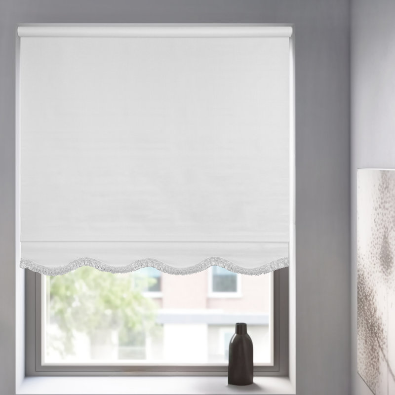 Haverstraw Blackout Vinyl Roller Shade, 42.5"W x 64"L, White Textured (Fringe)