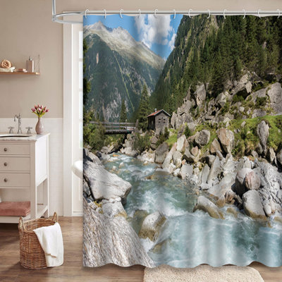Rideau de douche avec 12 crochets