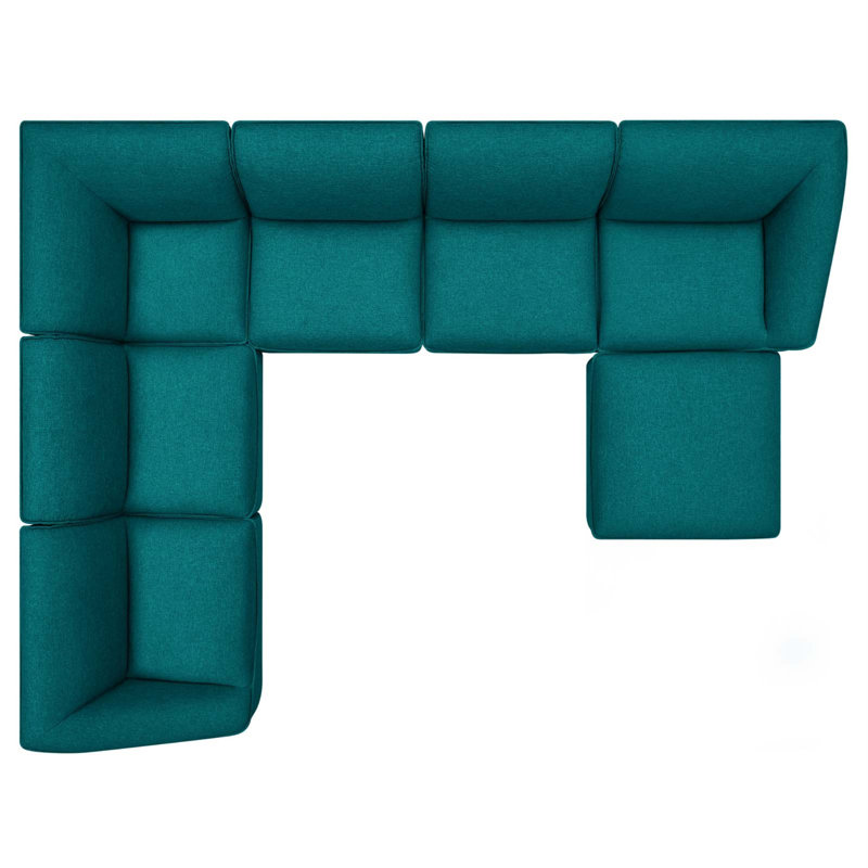 Canapé modulaire 7 pièces Comprise, Tissage uni bleu sarcelle