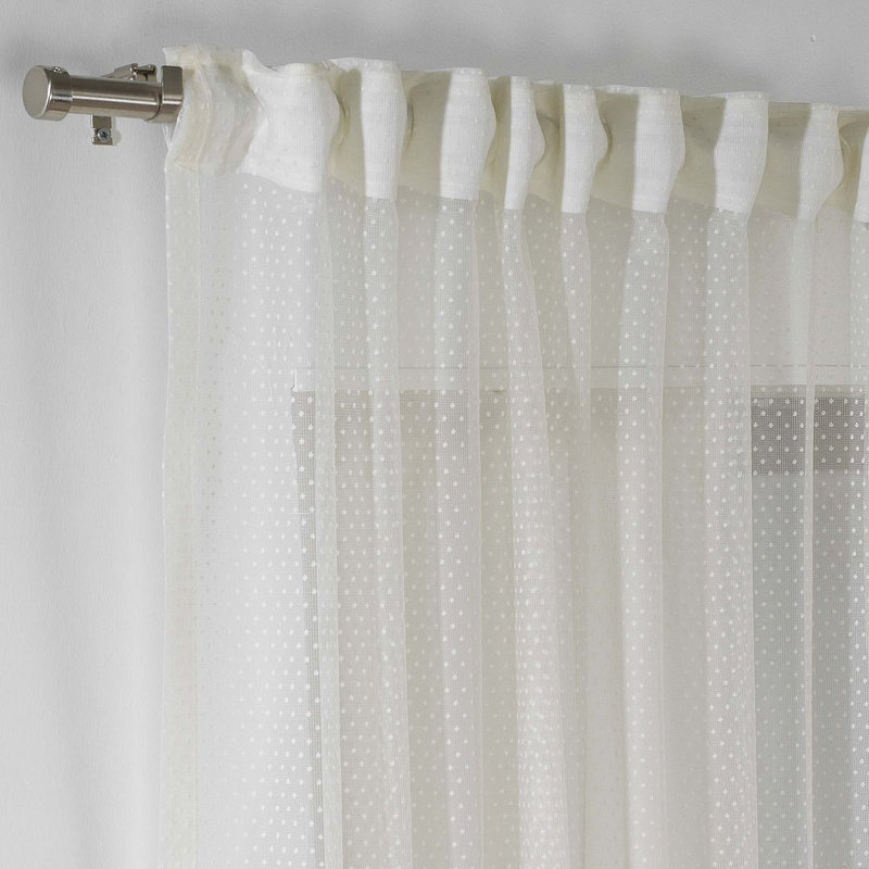 Extra Long & Extra Wide Dots Patterned Lace Single Panel Curtain, 140cm Width x 295cm Drop, Cream