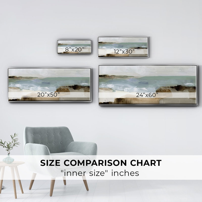 «Ocean Sigh III», toile encadrée, H 24 po x l 60 po x P 1,5 po, Argent