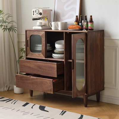 Retro Minimalist Glass Accent Cabinet