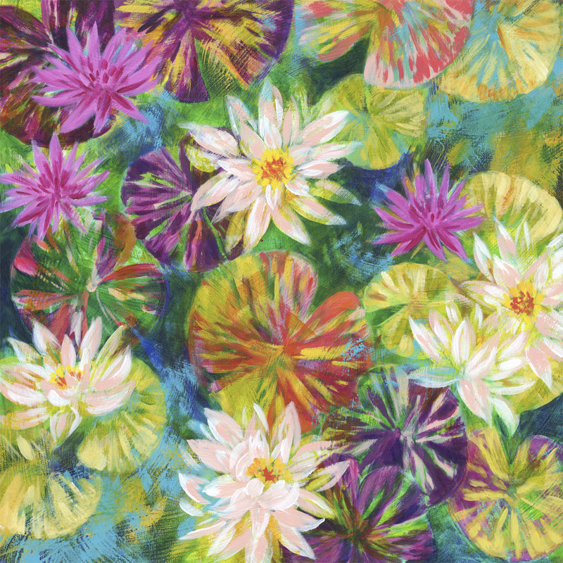 «Water Series Quiet Abundance» par Julie Francisco - Peinture, H 21 po x l 21 po