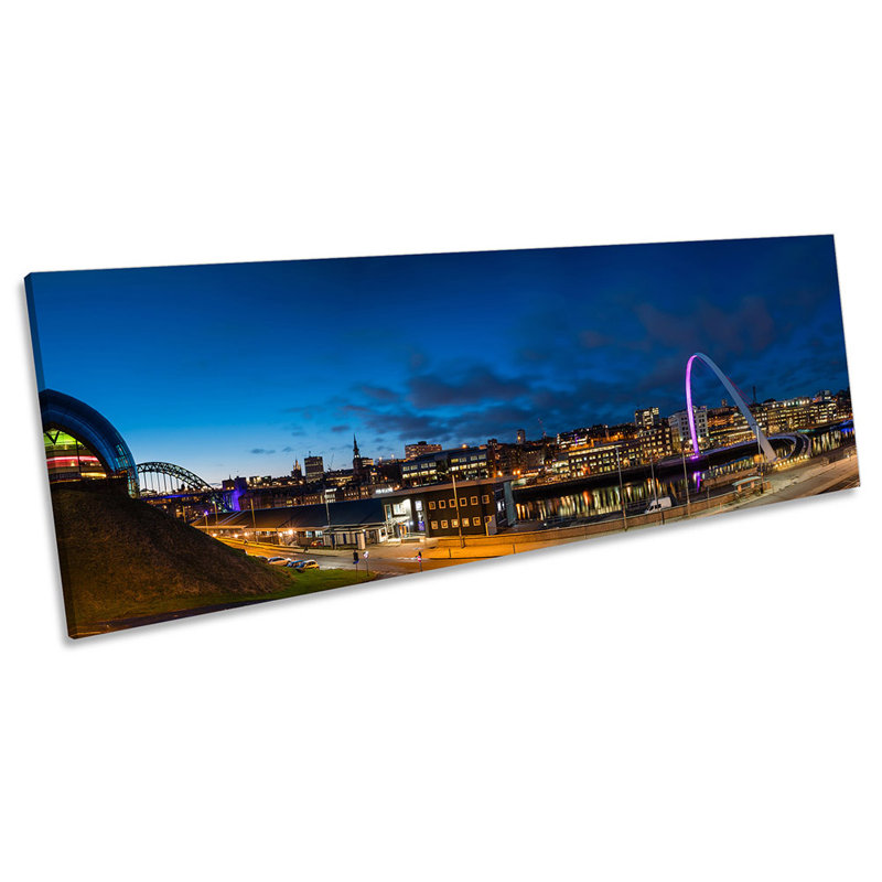 Newcastle Quayside Gateshead 1 Piece Wrapped Canvas Panoramic Wall Art, 30.48cm H x 91.44cm D