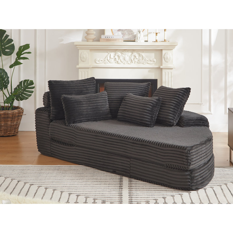 Chaise longue rembourrée, Noir, Orienté à droite