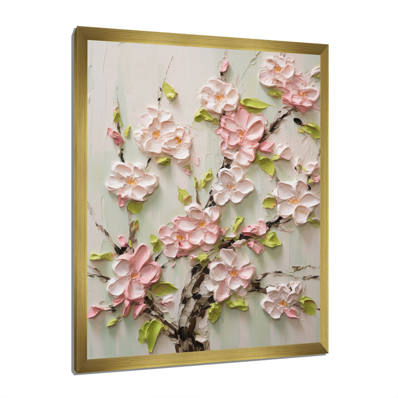 Chrysafo " Apple Blossom Impasto I ", Gold Picture Framed, 32" H x 24" W