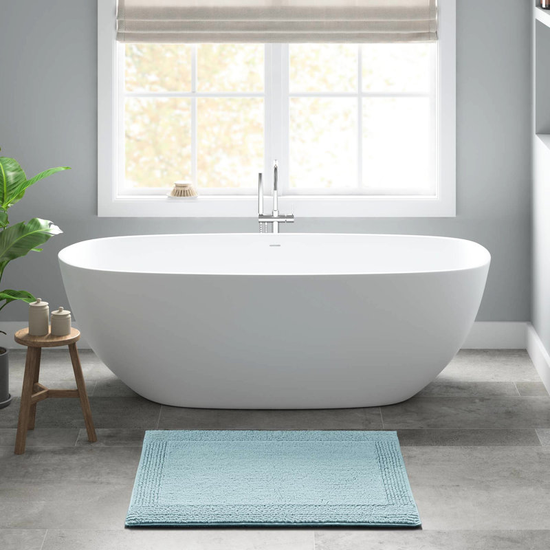 Tapis de bain réversible 100% coton 3000 g / m² 24 po x 44 po - tactile, antidérapant et durable, Rectangle 2 pi x 3 pi 7 po