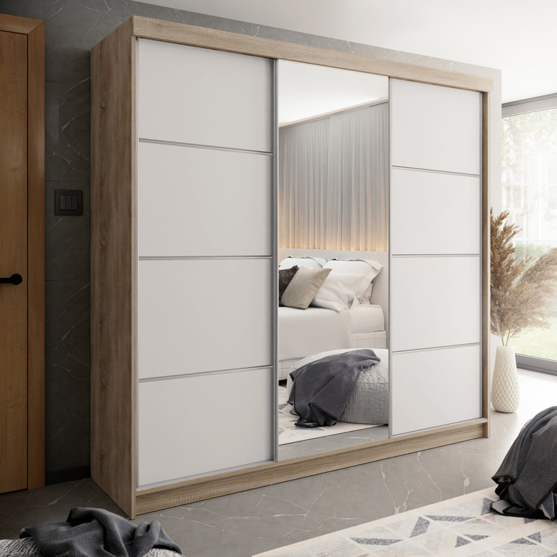 Madisson 3 Door Wardrobe, Natural/White
