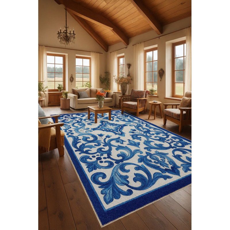 Tapis bleu Mosso, 3'3" x 4'11"