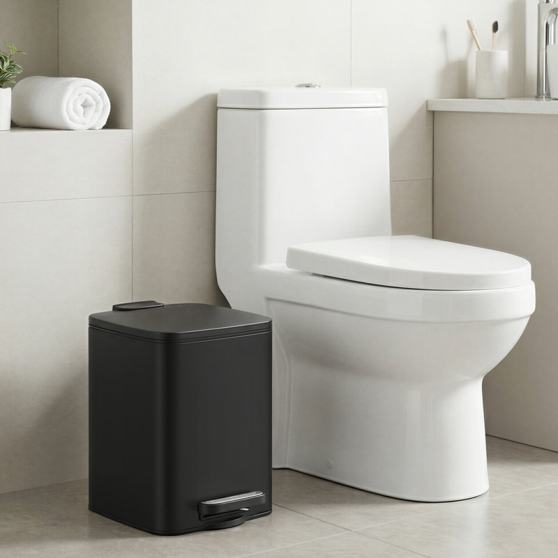 19.5x24x25.5cm Steel Kitchen Trash Can, Black