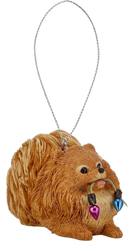  Décoration de Noël chien de Poméranie fabriqué à la main, H 1,75 po x l 1,75 po x P 3 po, Loulou de Poméranie roux