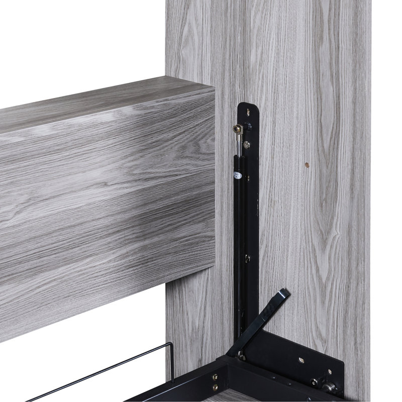 Space-Conserving Full Size Bed, Gray - Quality Components & Foldable Feature Bed Into Cabinet Reliable Space Maximizing