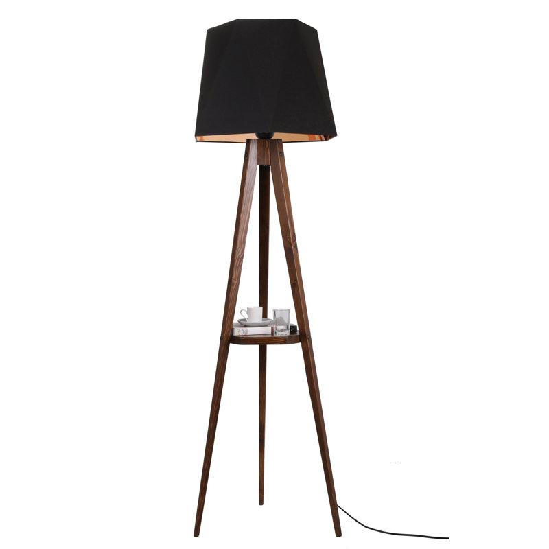 Burkburnett 165cm Tripod Floor Lamp, Dark Grey, Dark Brown