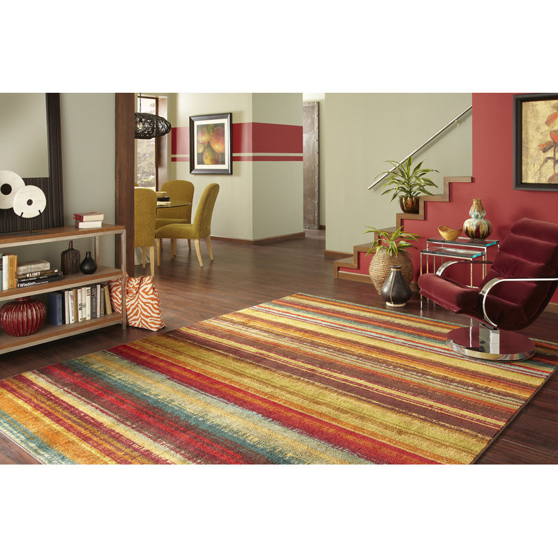 Tapis rayé multicolore Josielyn, 2 pi x 5 pi