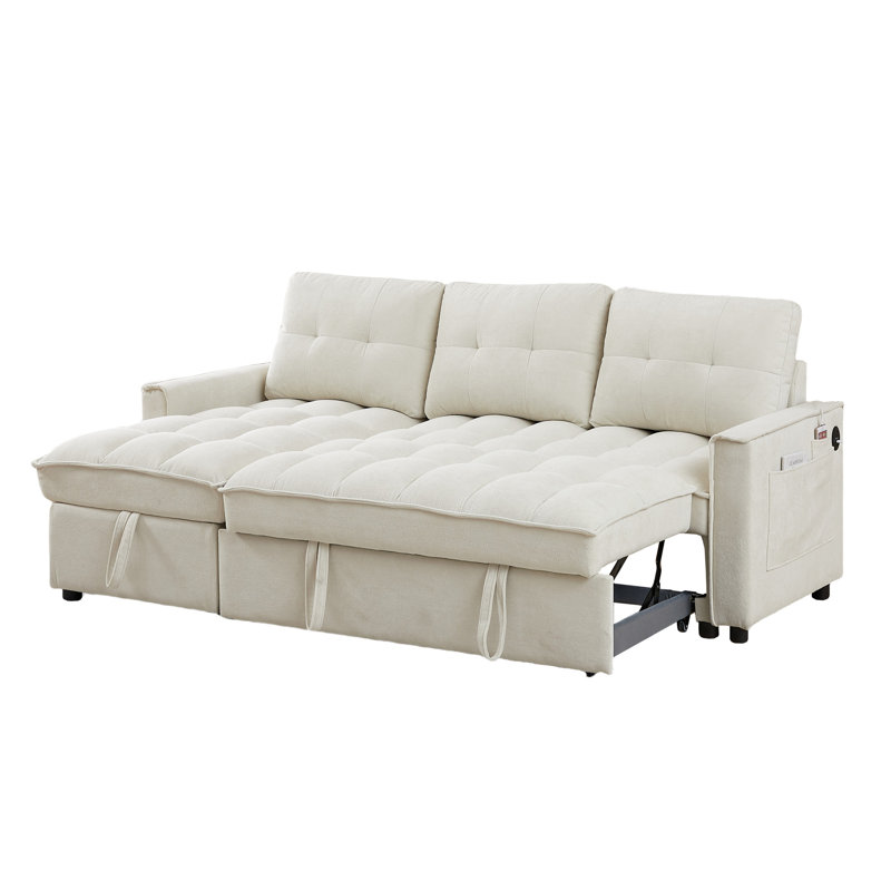 MH 78.75" Reclining Sofa, Beige Chenille