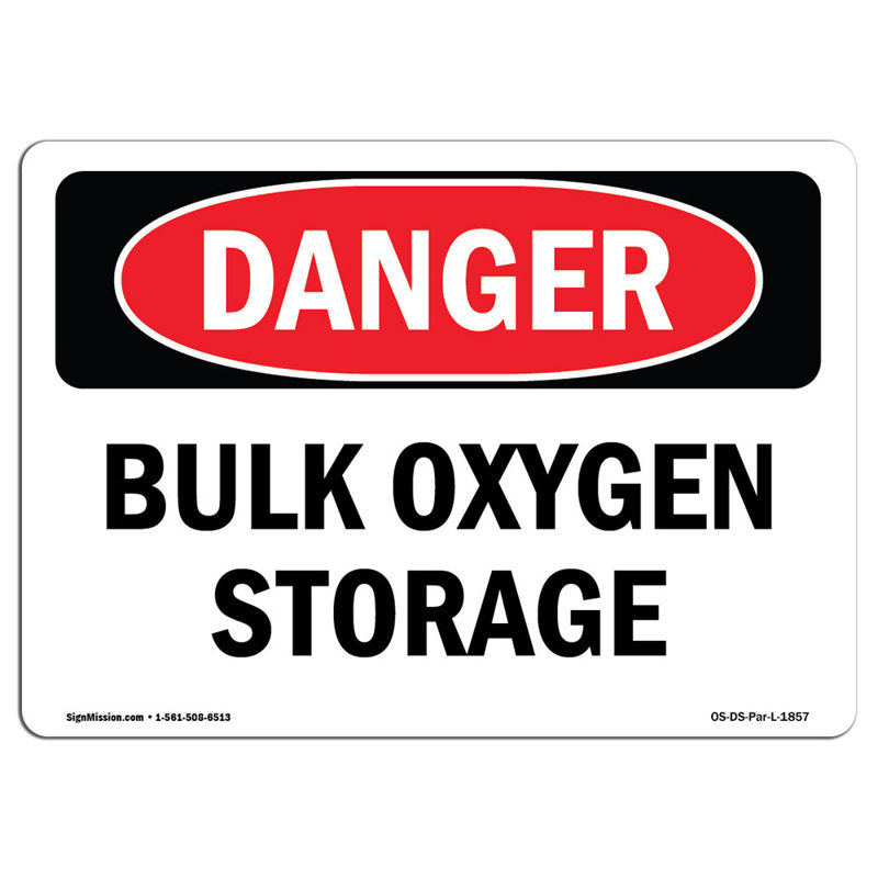 Bulk Oxygen Storage Sign, 12" H x 18" W x 0.1" D