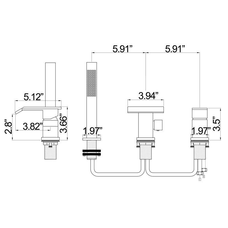 1 Handle Deck Waterfall Faucet with Diverter