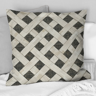 White Black Modern Basketweave Charm II - Modern Throw Pillow