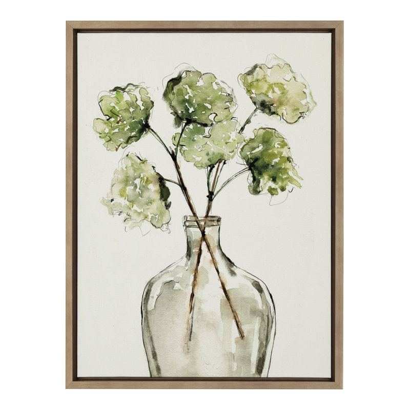 «Greenery Vase» par Sara Berrenson, reproduction d'art sur toile encadrée, 18 po x 24 po, Doré