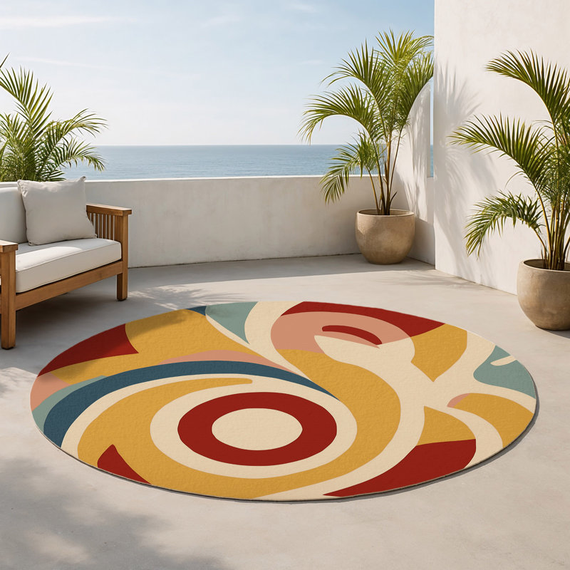 Tapis intérieur et extérieur Retro Stomp, Rond 5 pi