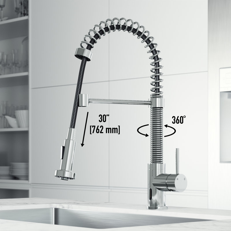Edison 19" H 1-handle Pull-Down 2-Function Sprayer Touchless Kitchen Faucet, Chrome