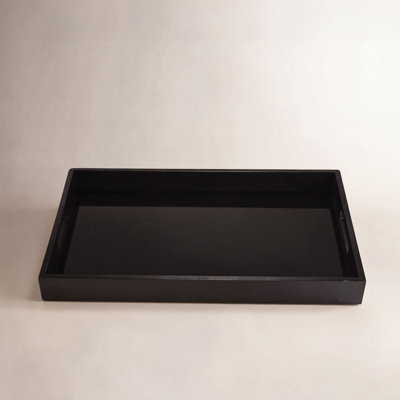 Bradshaw 18" Simple Black Serving Tray - Contemporary Decorative Wood and Glass Serving Tray for Home or Office Decor - Hosting Tray for Events