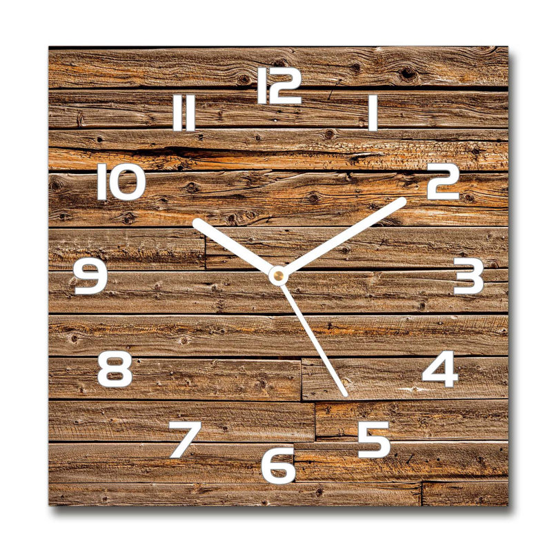 Glass Wall Clock, White/Brown