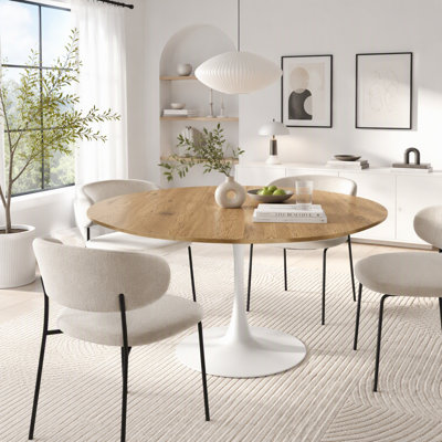 Round Extendable Dining Table for 4-6