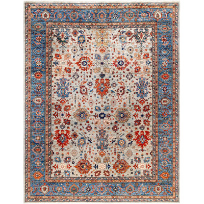 Tapis noué à la main unique en son genre Raffin - gris, 8 pi 11 po x 11 pi 9 po