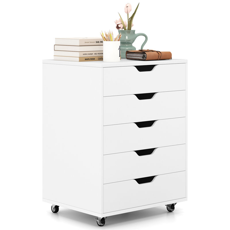 49cm Wide 5 -Drawer Mobile File Cabinet, White