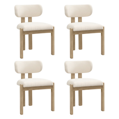 Boucle Upholstered Side Chair in Beige