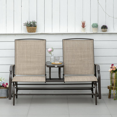 Outdoor Glider Bench with Center Table