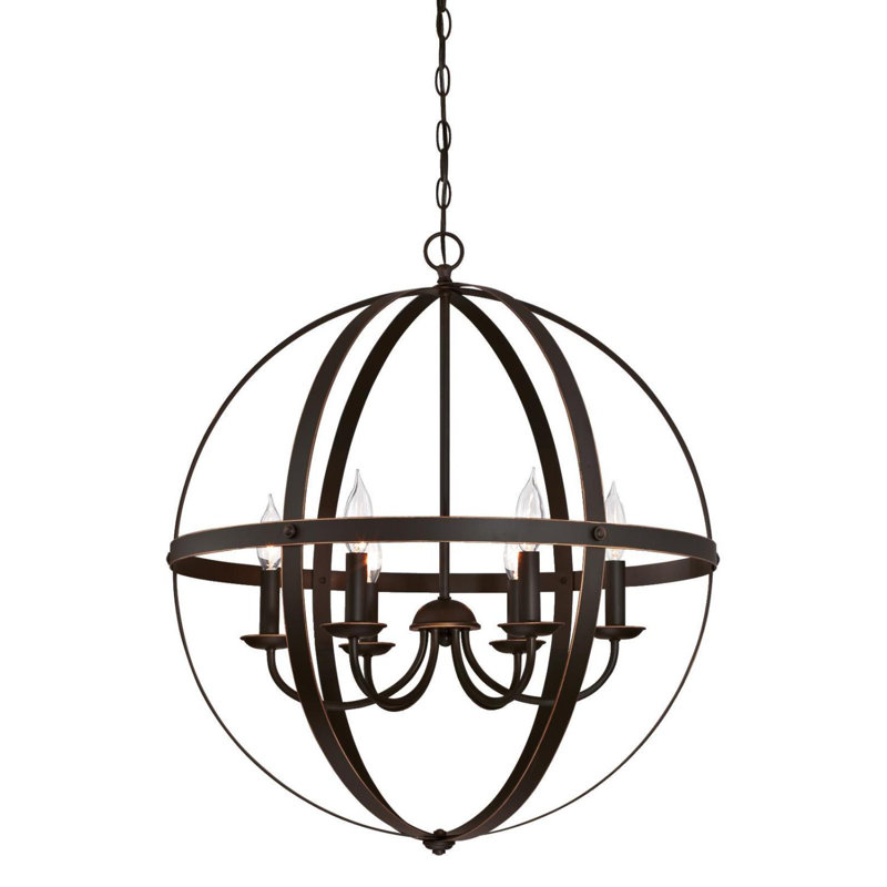 Lustre globe à 6 lumières Dassel, Bronze huilé