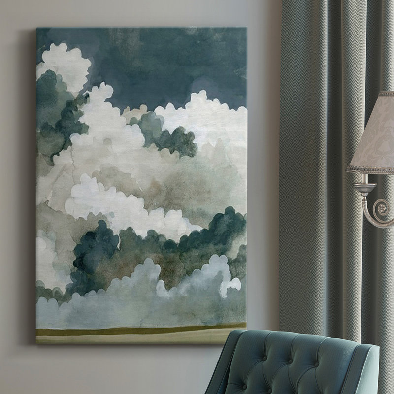 Toile tendue avec châssis Vast Neutral Sky II - prêt à accrocher, L 32 po x H 48 po
