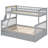 Convertible Twin Over Full Gray Bunk Bed With Drawers, Pine And Build, Reliable Design, Fence - Type Guardrails For Protection, Simple Assembling Endeavor Like-76572610-76572608