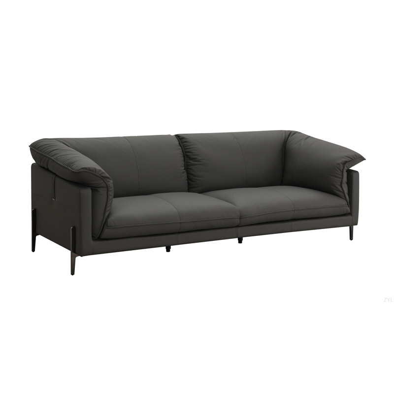 Black Top Grain Leather Sofa