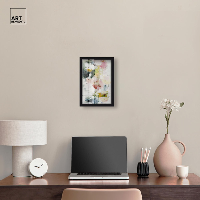 Décoration murale moderne «Dripping Colors III Shadowbox» par Art Remedy, Noir, H 16 po x l 11 po