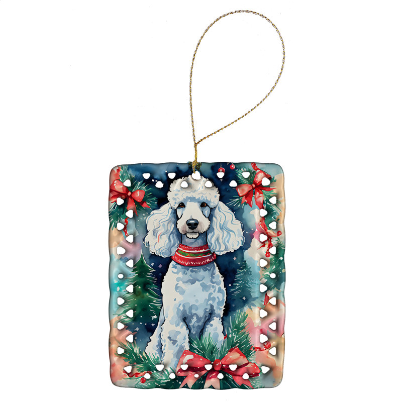 Ornement en porcelaine de Noël caniche, Caniche - 3577
