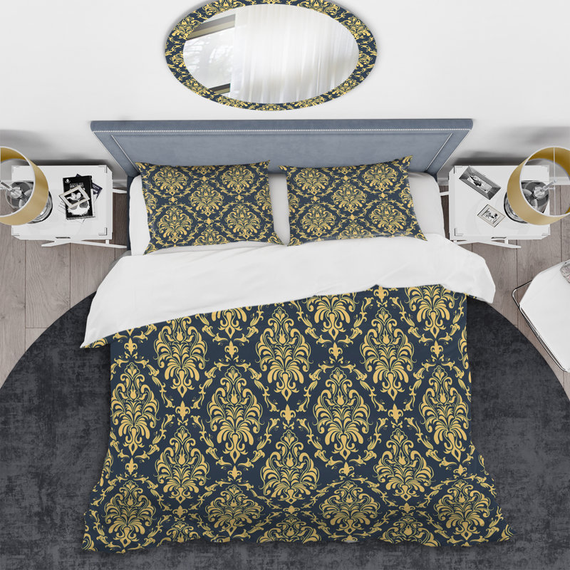 Grey Damask Polyester Damask Duvet Cover