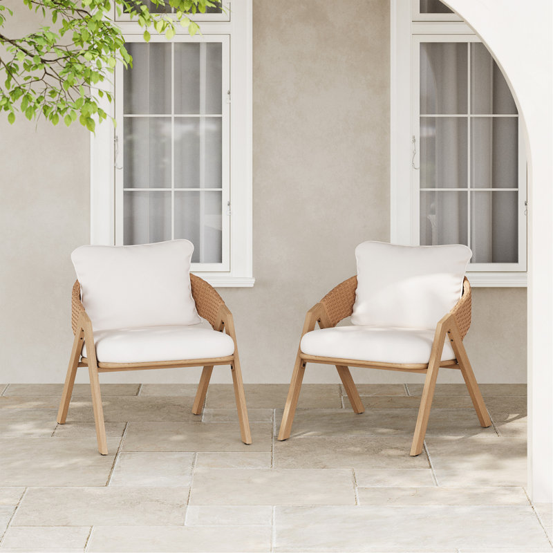 Chair With Cushions (Set of 2), Brown, White