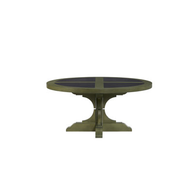 Table ronde à cocktails couleur pistache, avec incrustations de ciment, pied central, 96,5 x 96,5 x 45,7 cm, 34,5 kg, couleur cocktail, incrustations, pied central robuste et stable, 96,5 cm de profondeur, 45,7 cm de hauteur.