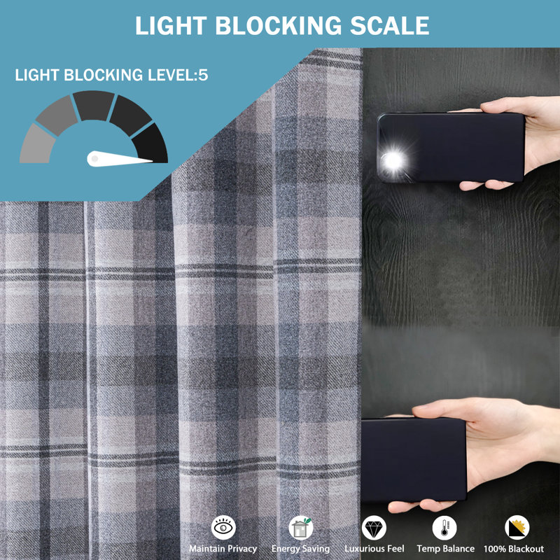 Blackout Curtain Panel Pair, Grey, Width 117 x Drop 137 cm
