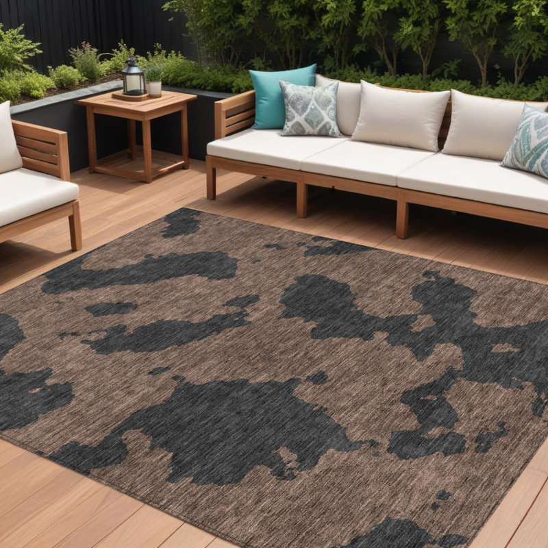 Tapis intérieur lavable abstrait 10 pi x 14 pi chocolat