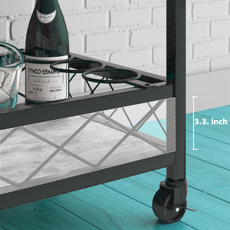 Chariot-bar en bois Vidrine, Gris